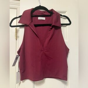 NWT Babaton large crop polo. Wine color